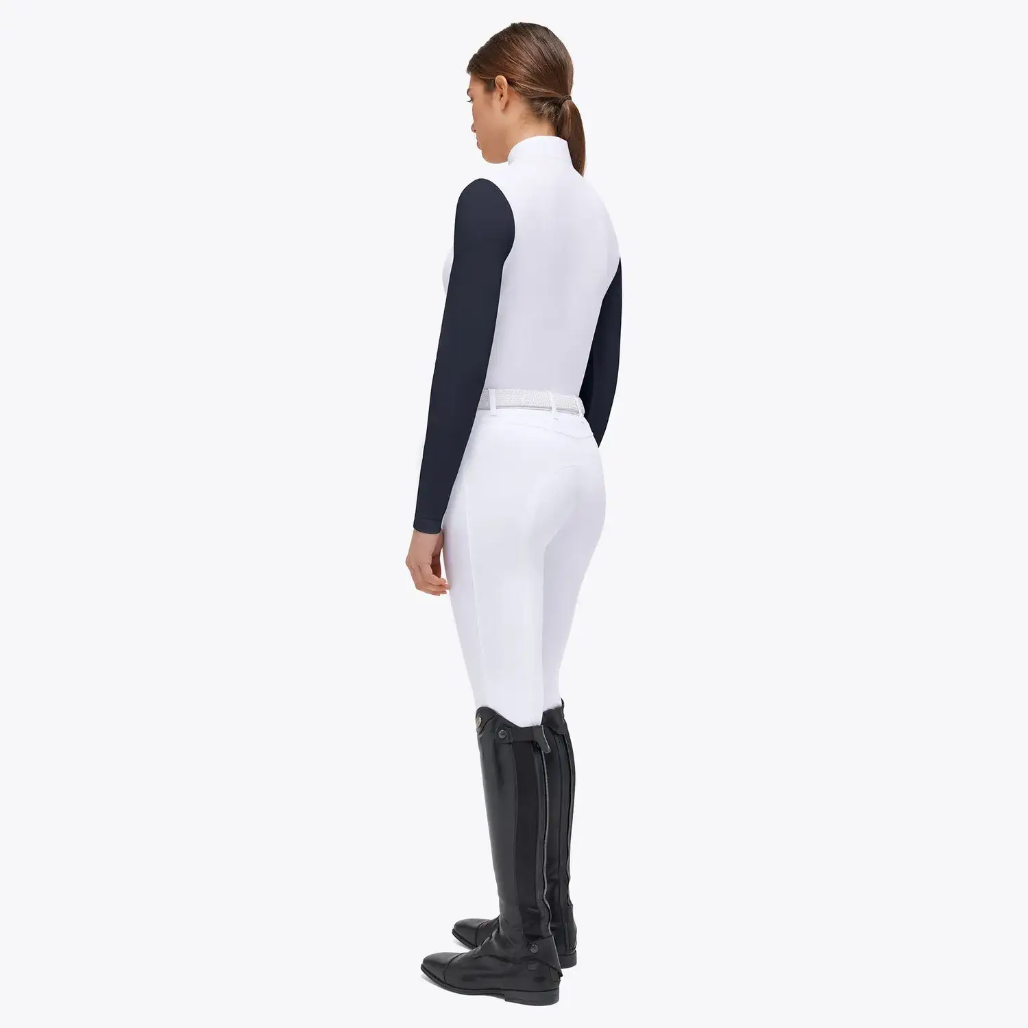 Cavalleria Toscana Women's competition polo shirt WHITE/NAVY-2