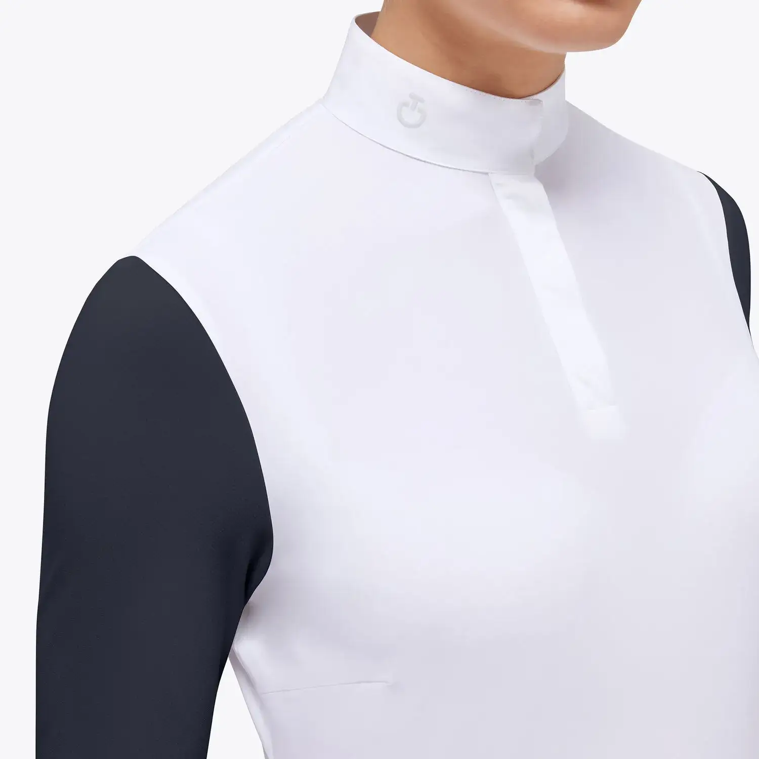 Cavalleria Toscana Women's competition polo shirt WHITE/NAVY-3