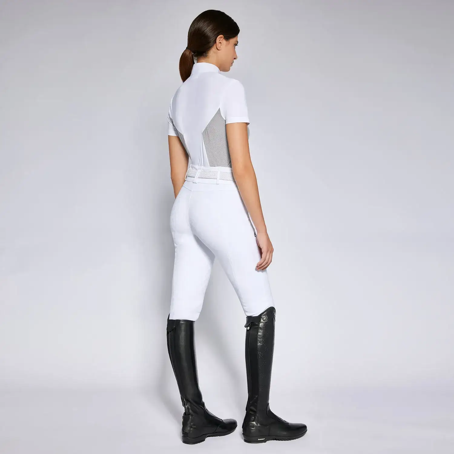 Cavalleria Toscana Women's competition polo shirt LIGHT GREY WOOL-2