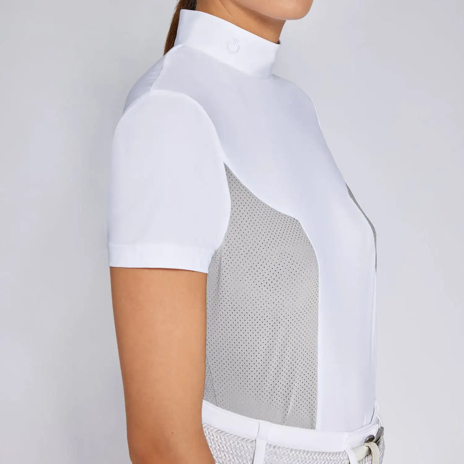 Cavalleria Toscana Women's competition polo shirt LIGHT GREY WOOL-3