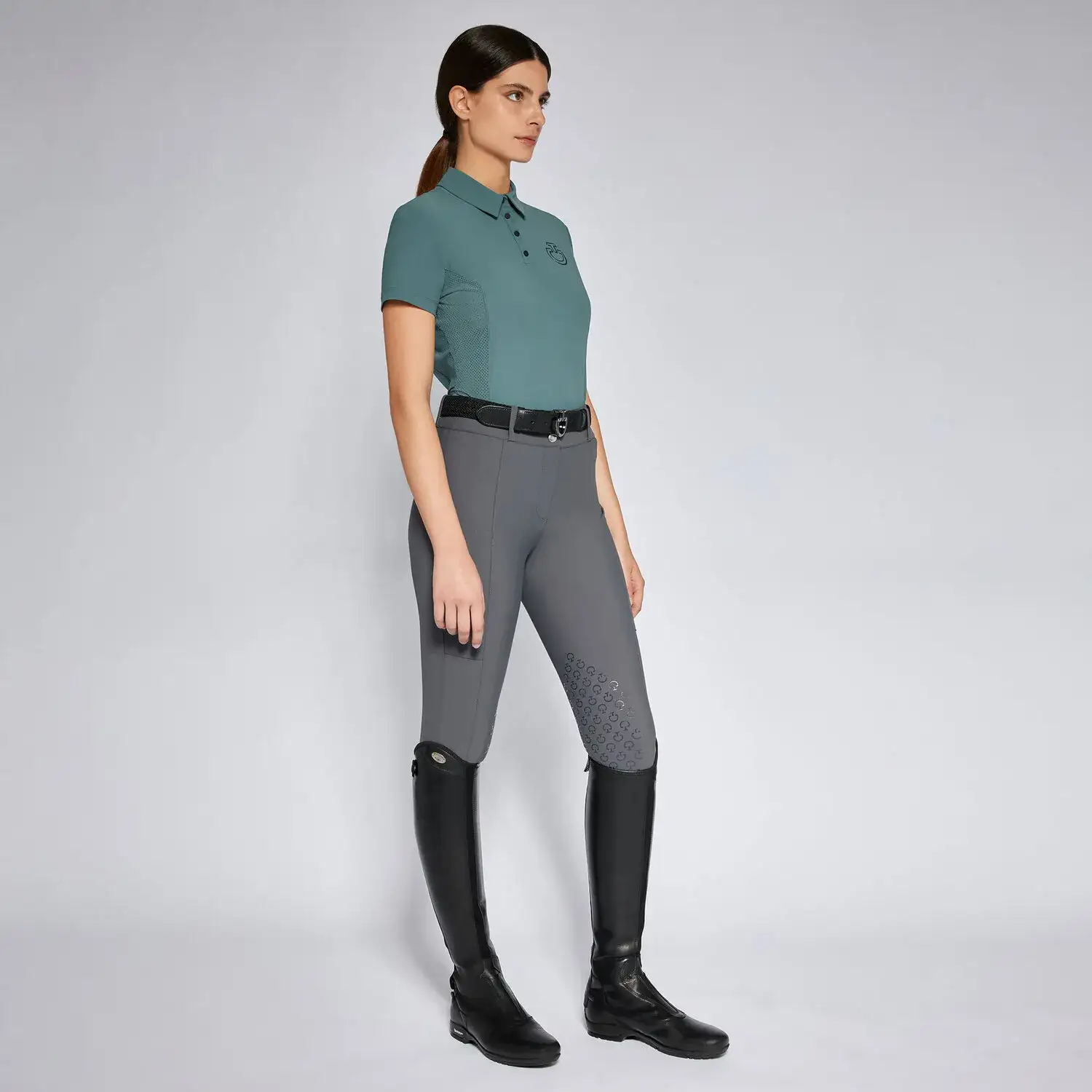 Cavalleria Toscana Women's training polo shirt PETROLEUM-1