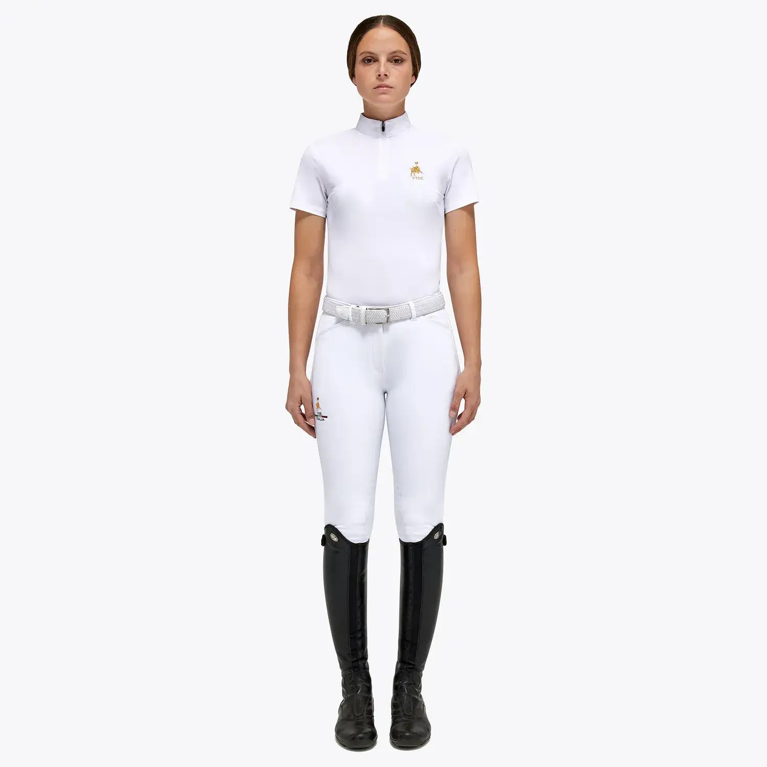 Cavalleria Toscana Women's Fise competition Polo WHITE-1