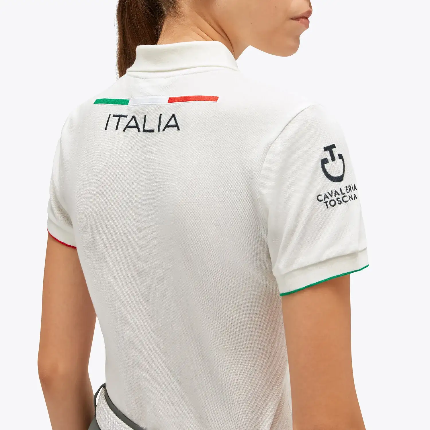 Cavalleria Toscana Women's FISE training polo WHITE-3
