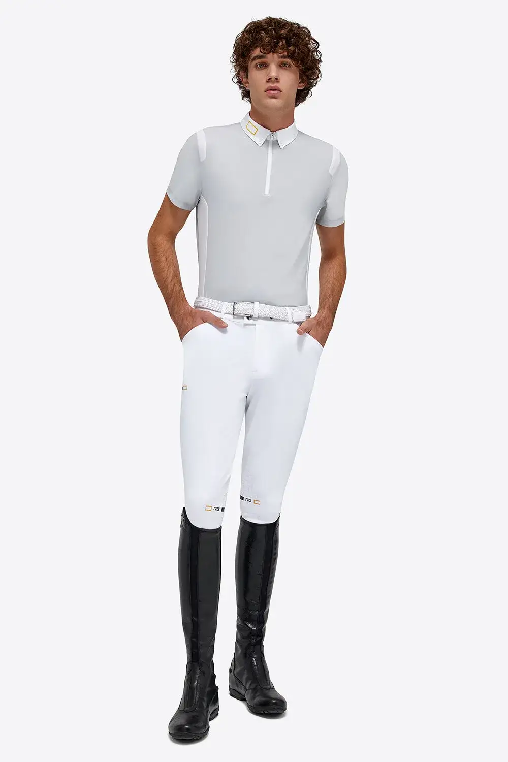Rider's Gene RG Jersey S/S Zip Competition Polo LIGHT GREY-1