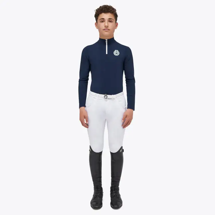 Cavalleria Toscana Boys’ jersey competition shirt with a zip OCEAN BLUE-1