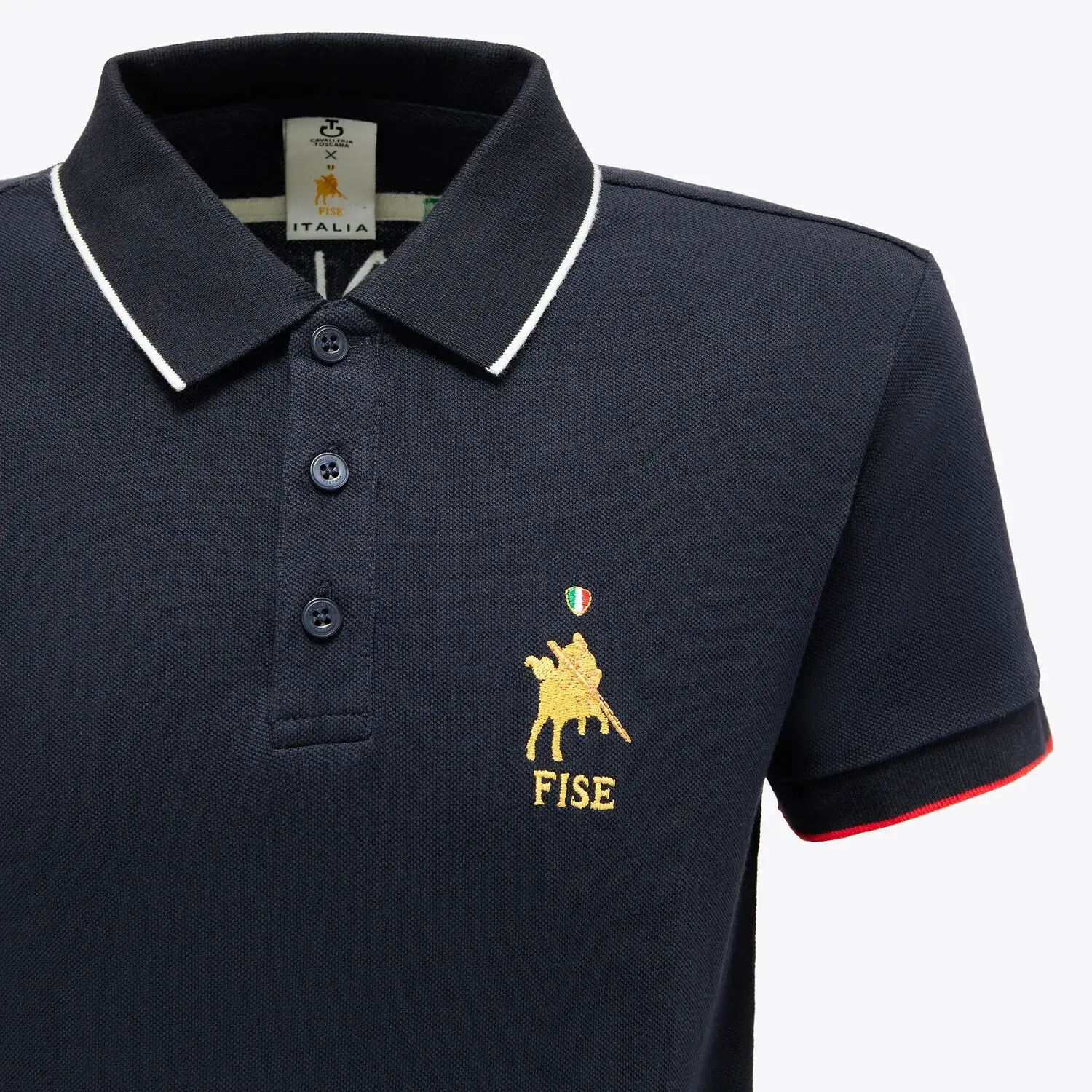 Cavalleria Toscana FISE short sleeved training Polo for boys NAVY-3