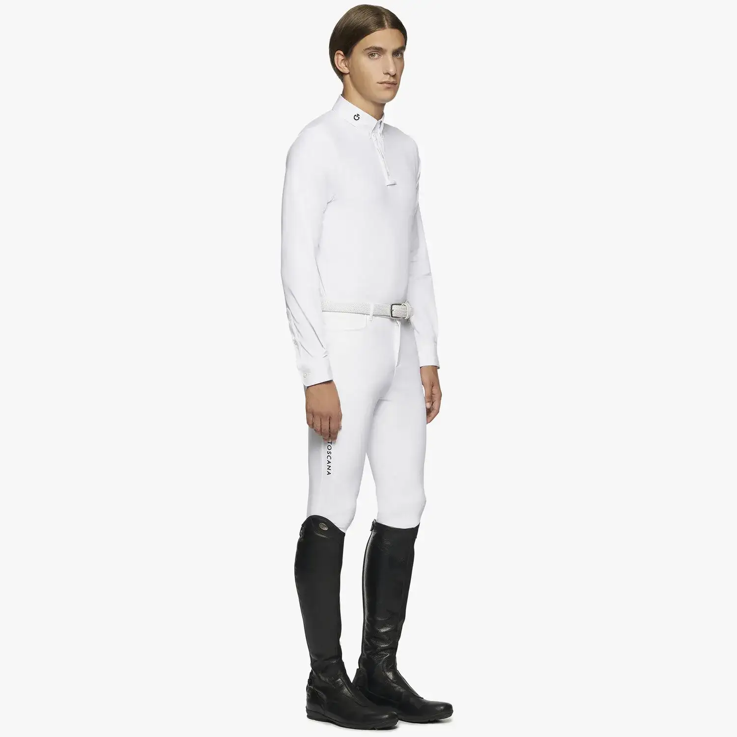 Cavalleria Toscana Men Competition Polo with Mesh Inserts WHITE-2