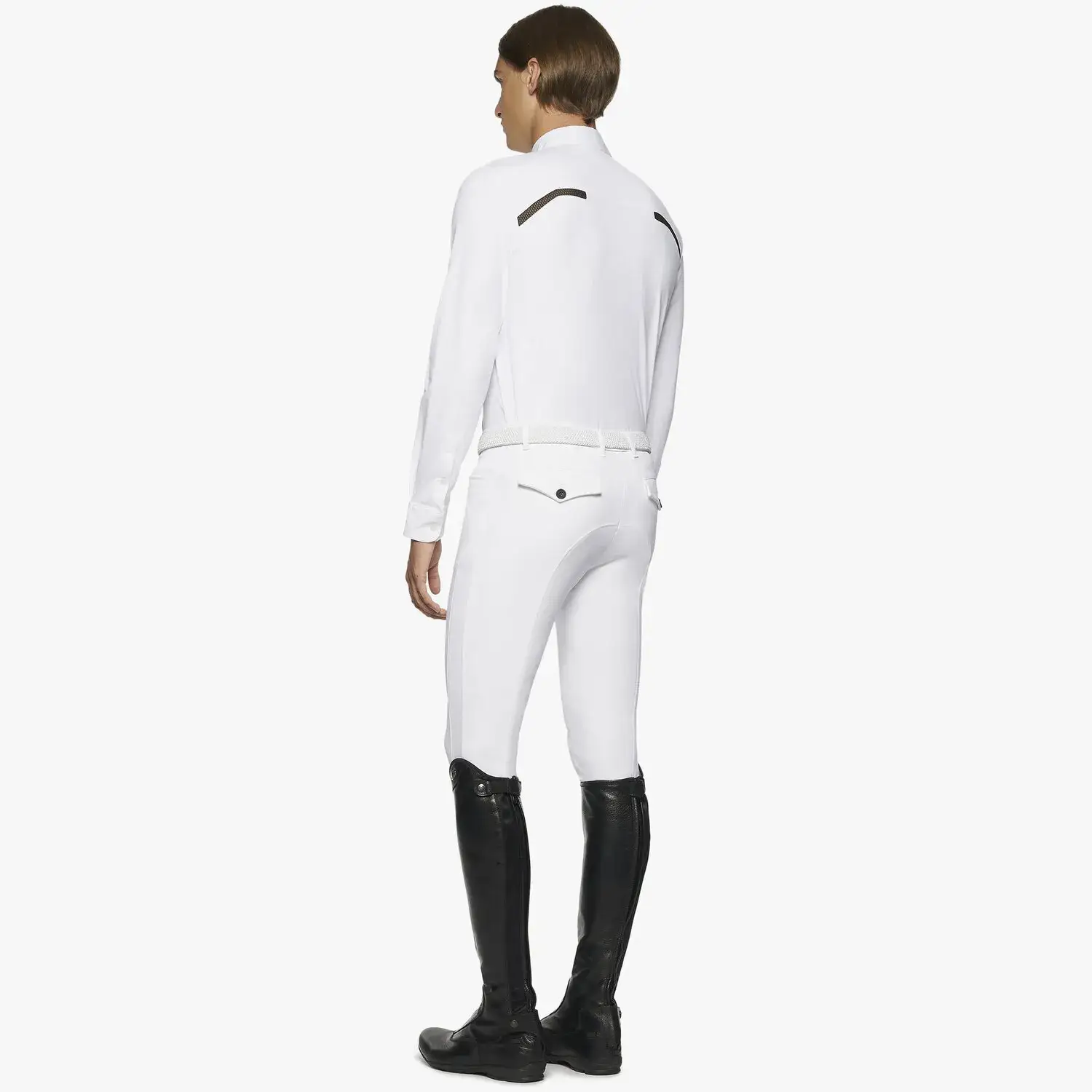 Cavalleria Toscana Men Competition Polo with Mesh Inserts WHITE-3