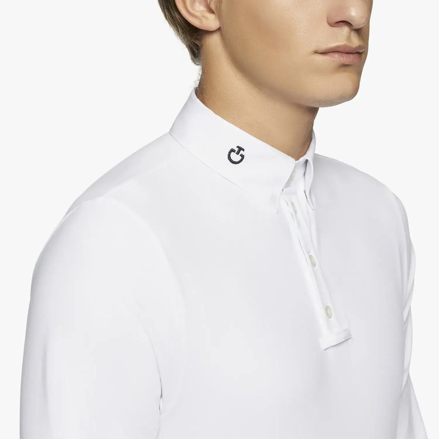 Cavalleria Toscana Men Competition Polo with Mesh Inserts WHITE-4