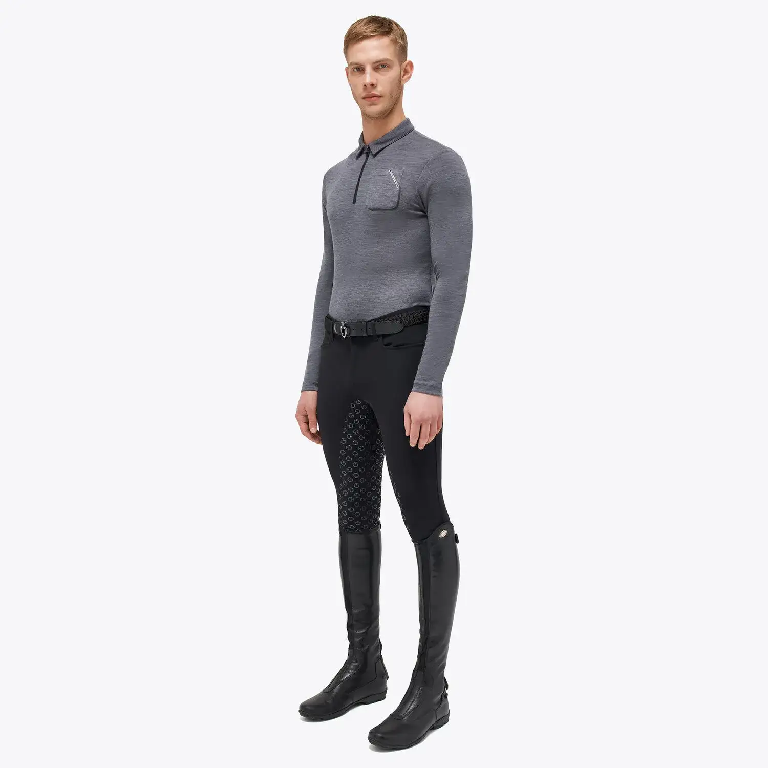 Cavalleria Toscana Men's training polo shirt IRON GREY-1