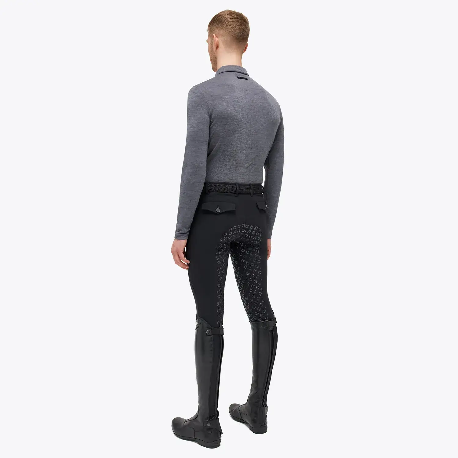 Cavalleria Toscana Men's training polo shirt IRON GREY-2