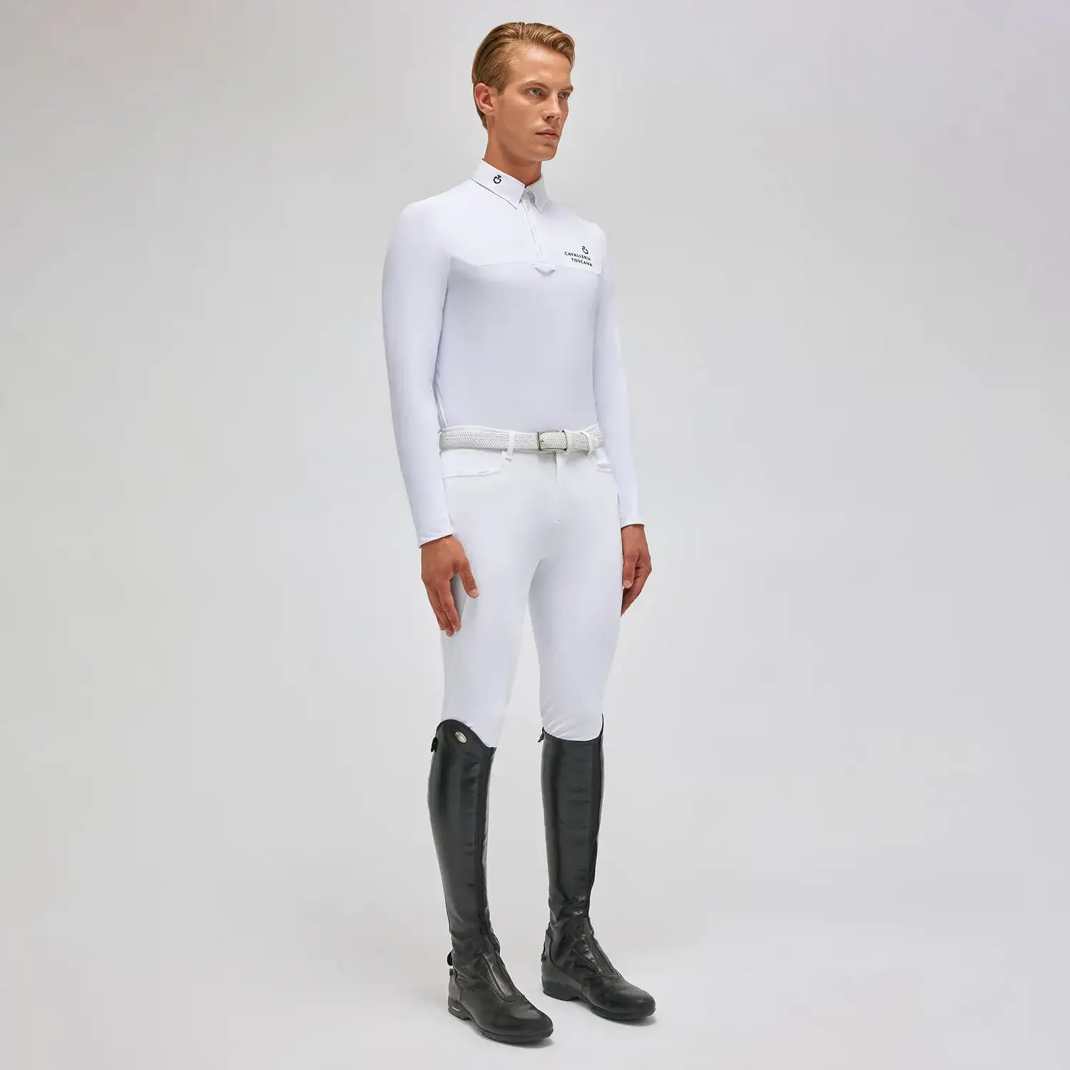 Cavalleria Toscana Men's competition polo shirt WHITE-1