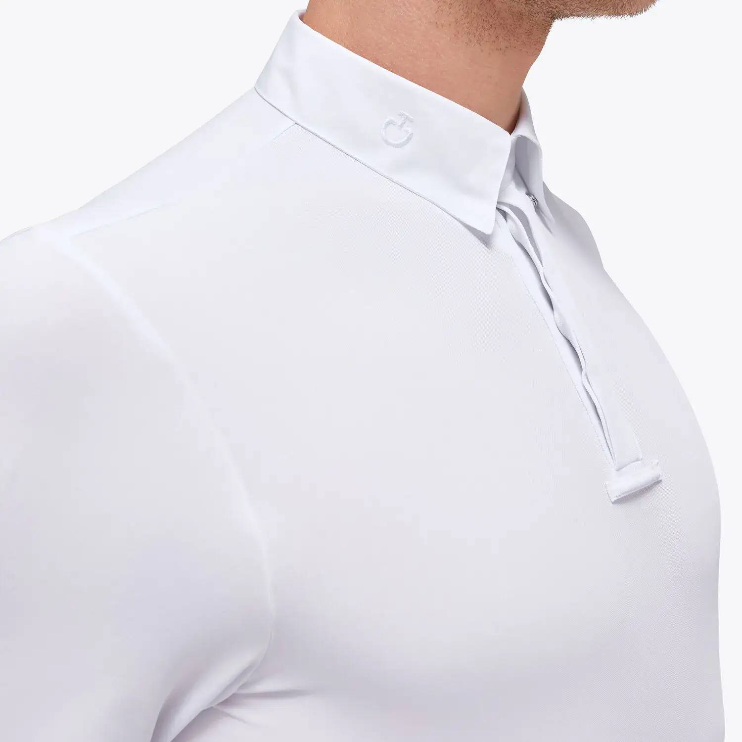 Cavalleria Toscana Men's competition polo shirt WHITE/KNIT-3