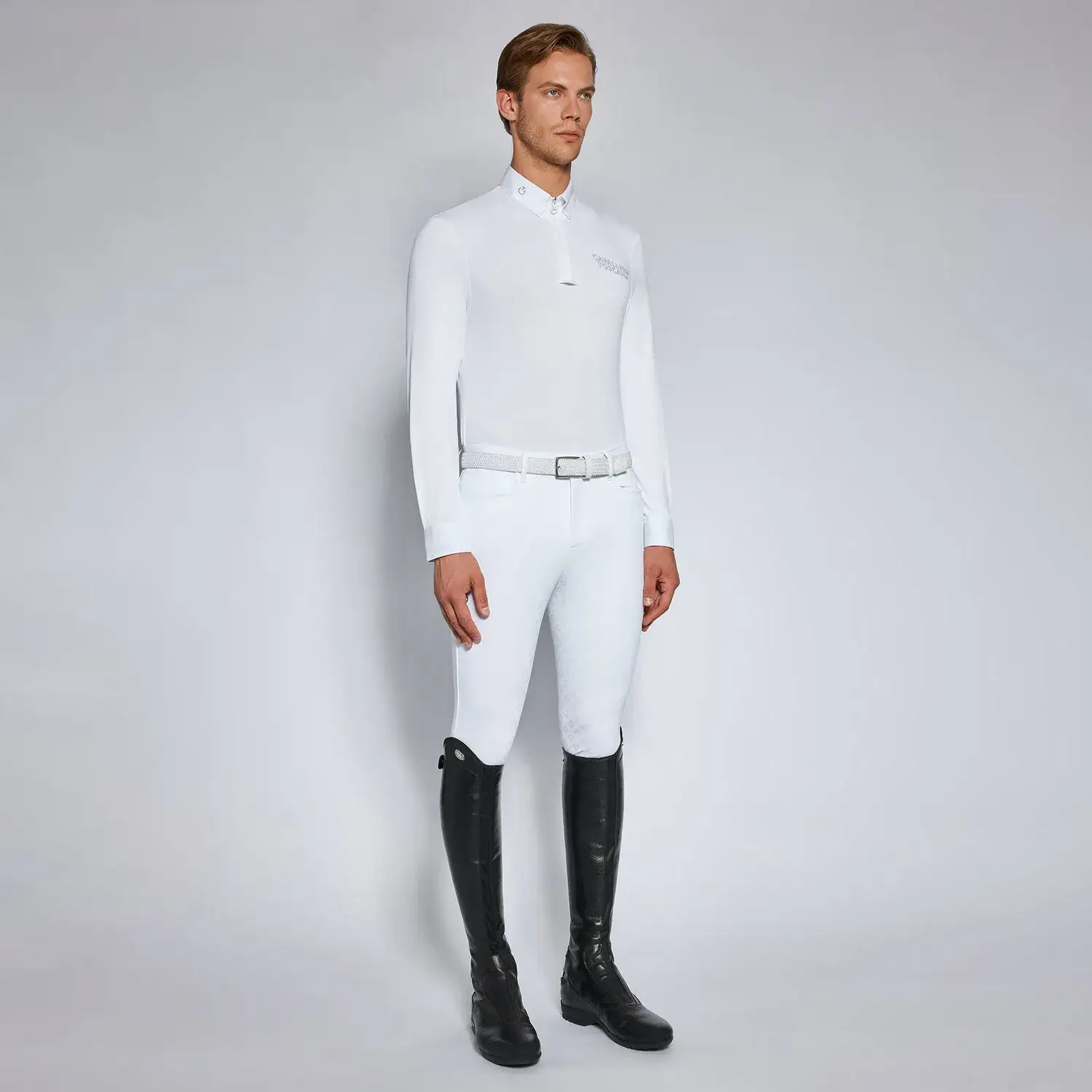 Cavalleria Toscana Men's competition polo shirt WHITE-1