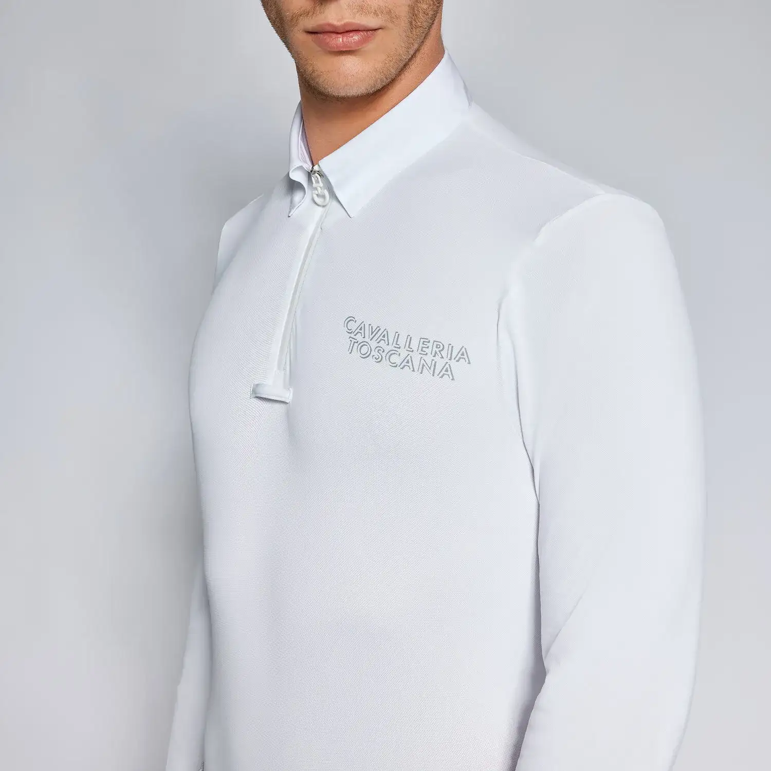 Cavalleria Toscana Men's competition polo shirt WHITE-3
