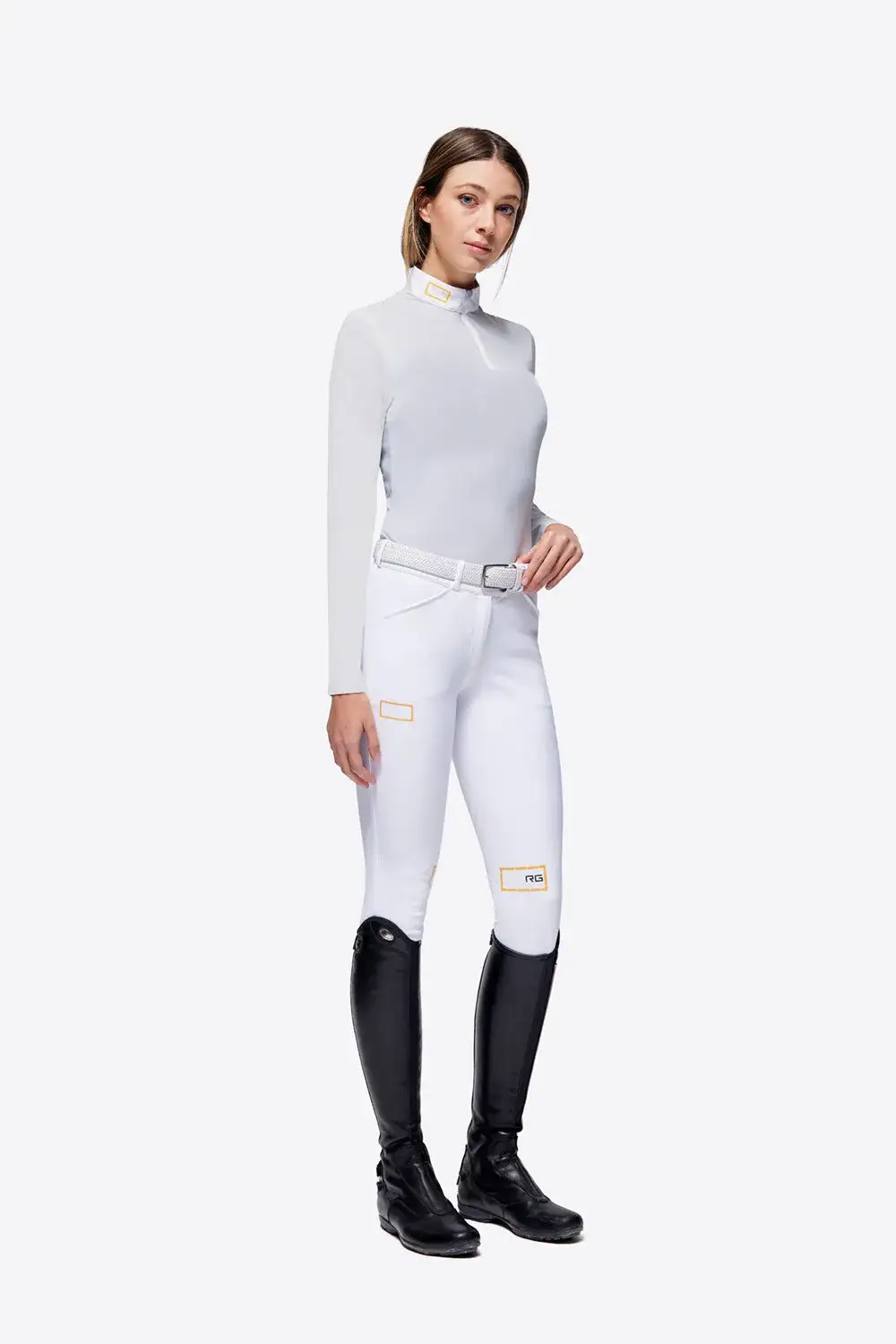 Rider's Gene RG Jersey L/S Zip Competition Polo LIGHT GREY-1
