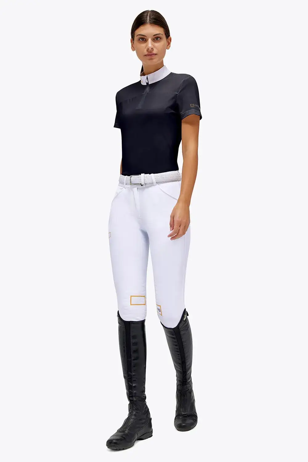 Rider's Gene Jersey/Mesh Insert S/S Zip Competition Polo NAVY-1