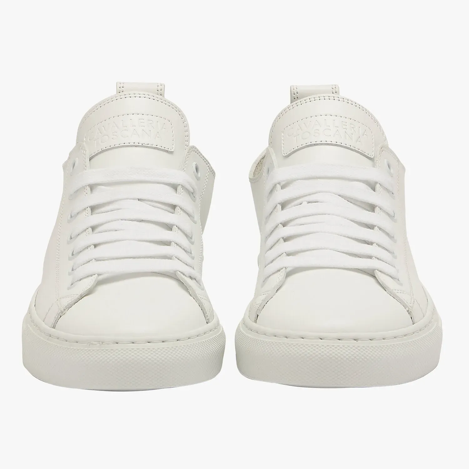 Cavalleria Toscana Sneaker in pelle con lacci e suola a cassetta WHITE-1