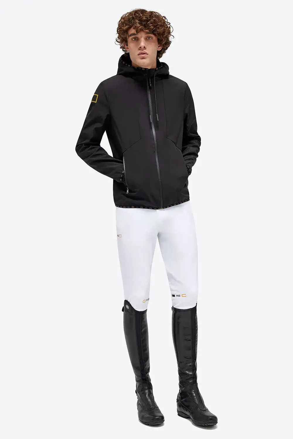 Rider's Gene RG Jersey Hooded Zip Softshell Jacket BLACK-1