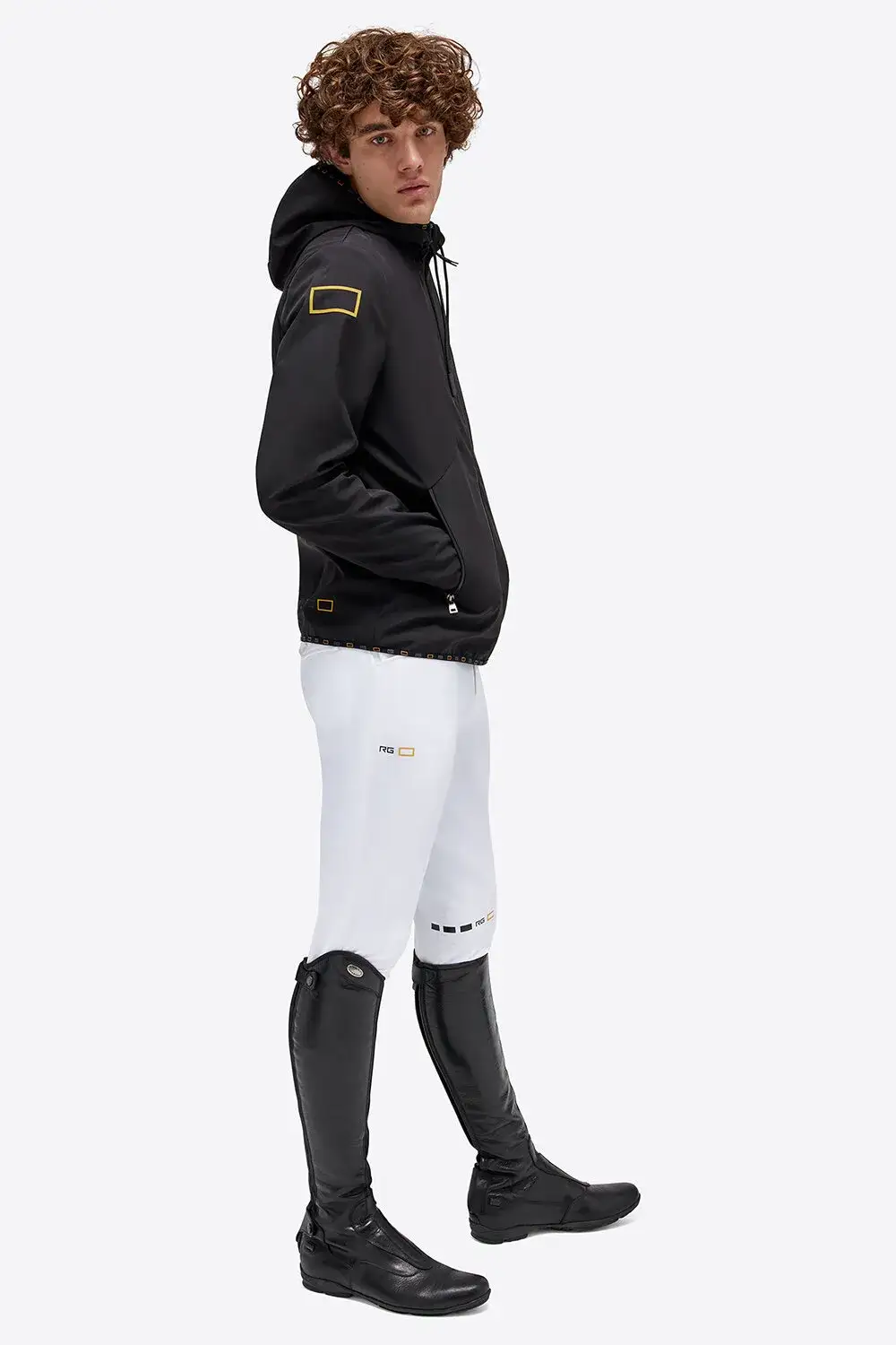 Rider's Gene RG Jersey Hooded Zip Softshell Jacket BLACK-3