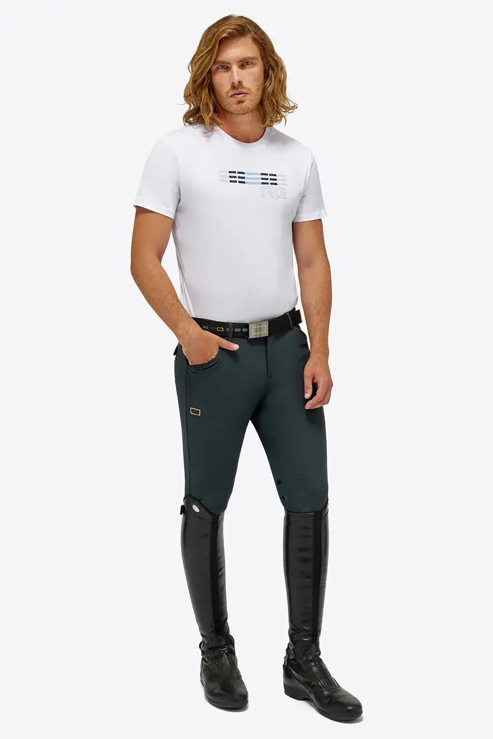 Rider's Gene Rider's Gene man Triple Bar Cotton T-Shirt WHITE-1