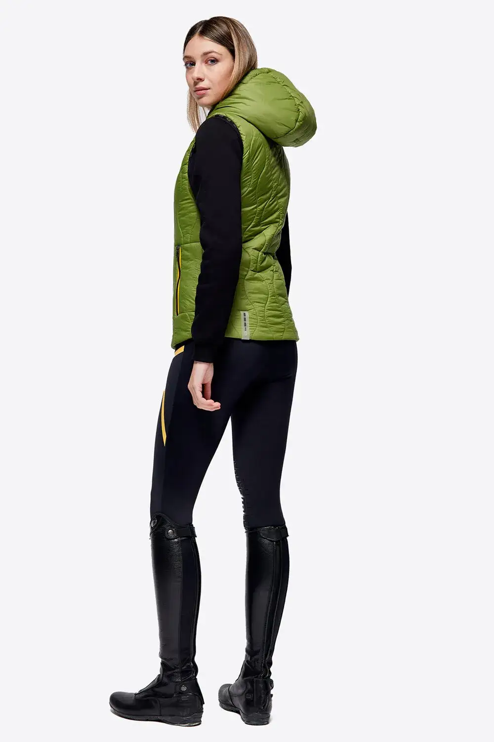 Rider's Gene Women's RG Nylon Hooded Puffer Vest FOREST GREEN-3
