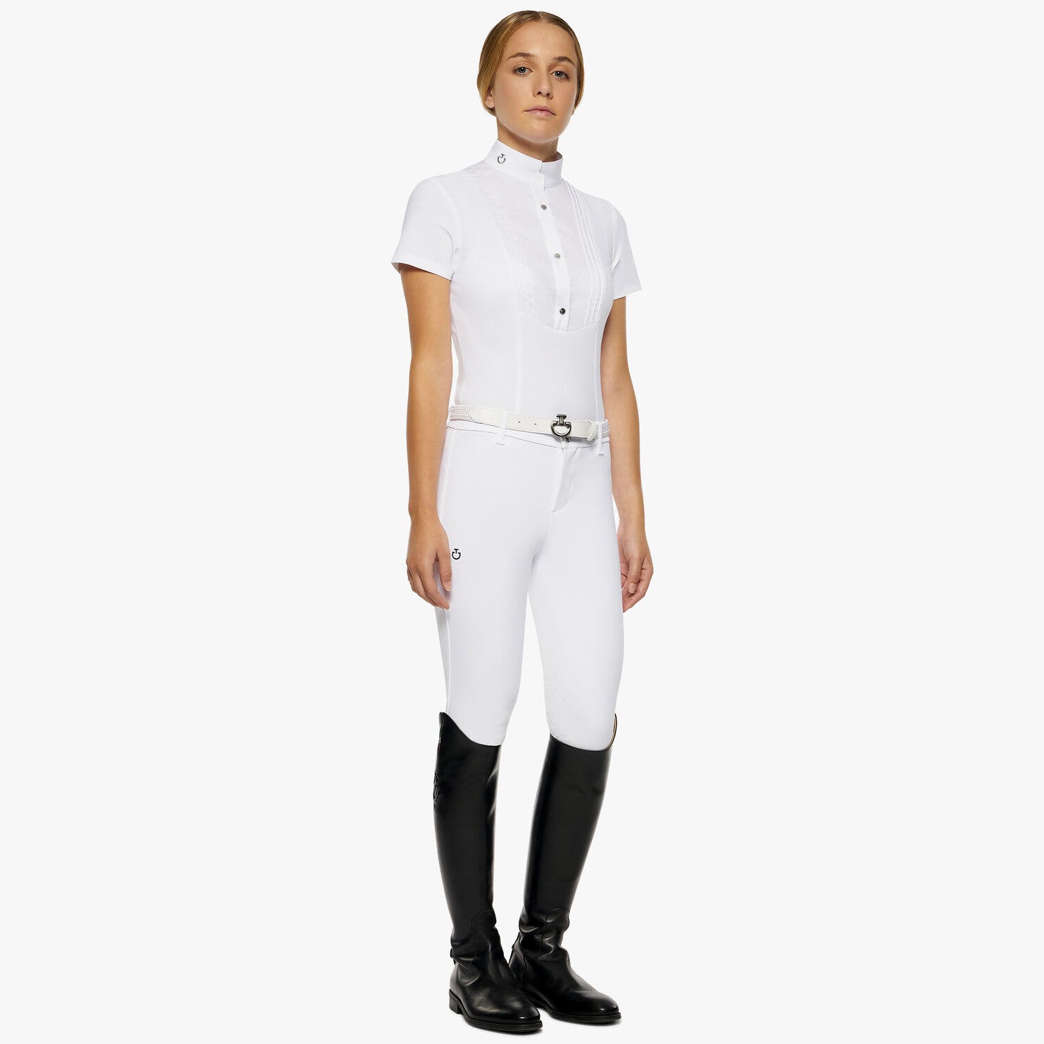 Cavalleria Toscana Girl's short-sleeved shirt WHITE-1