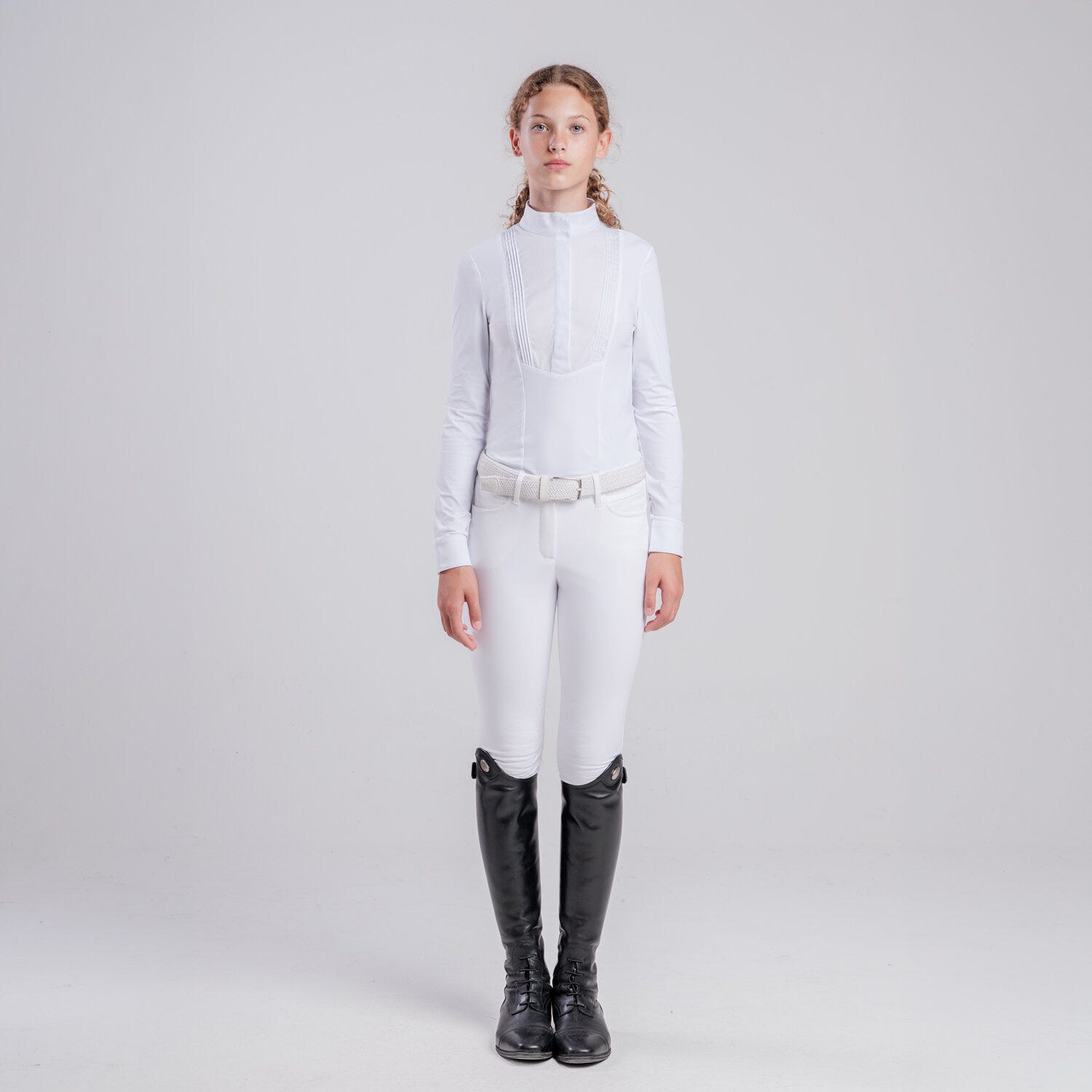 Cavalleria Toscana Girl's competition shirt WHITE-1