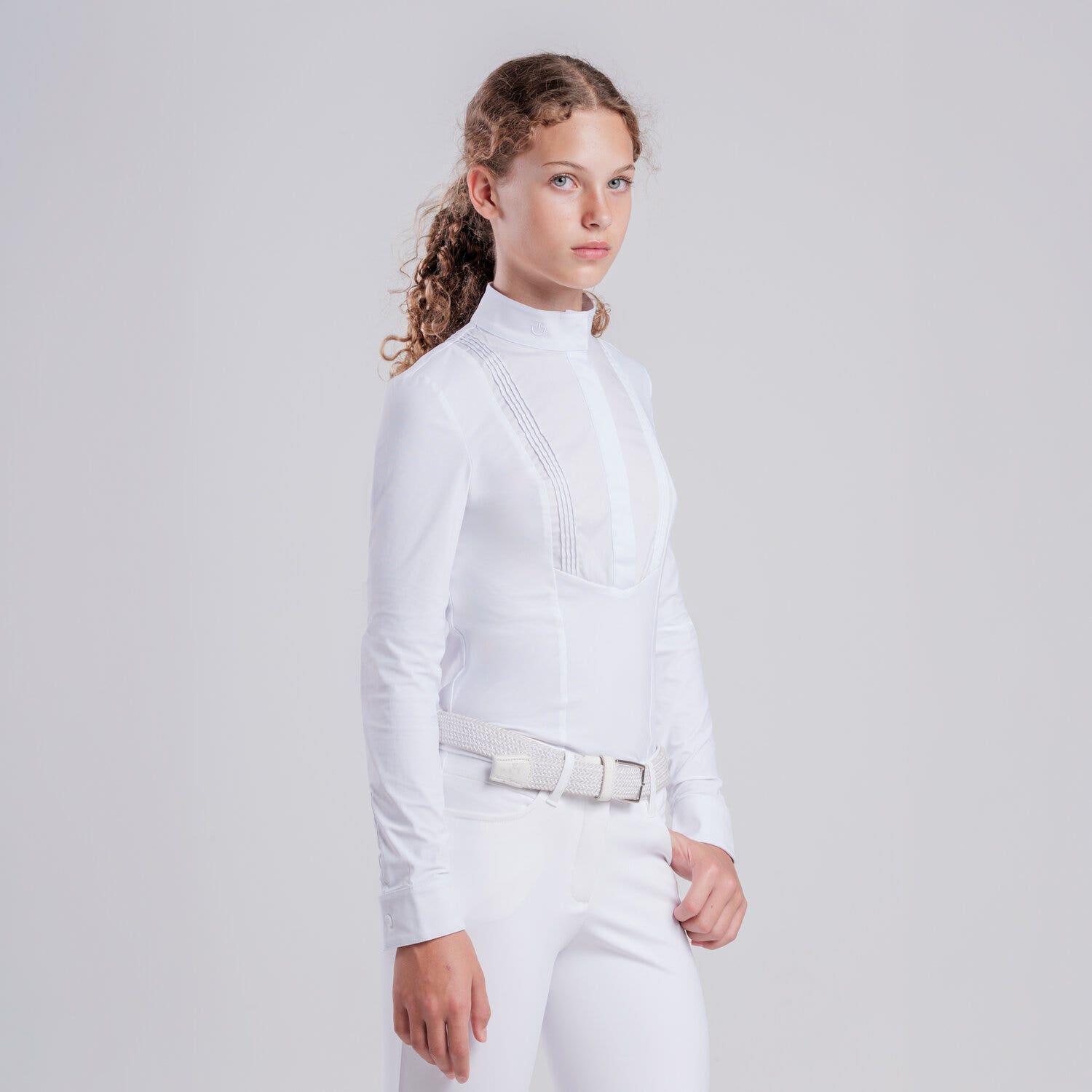 Cavalleria Toscana Girl's competition shirt WHITE-2