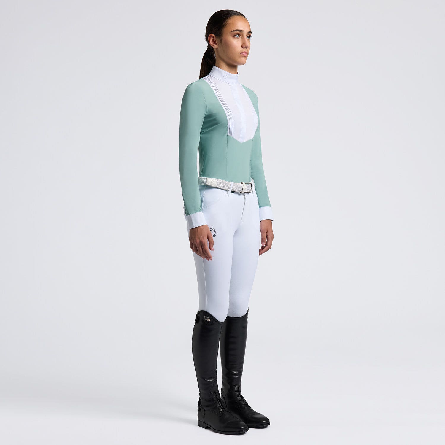 Cavalleria Toscana Cavalleria Toscana Girls' Long-Sleeve Jersey Competition Shirt LIGHT TEAL GREEN-1