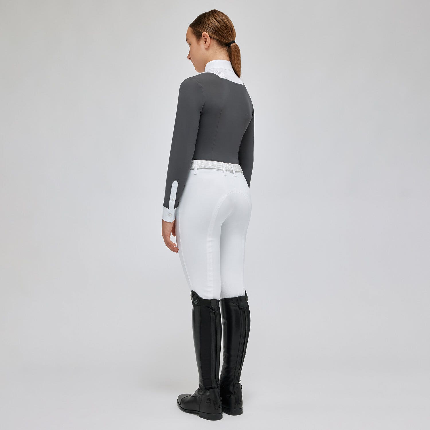 Cavalleria Toscana Girl's competition shirt ANTHRACITE GREY-2