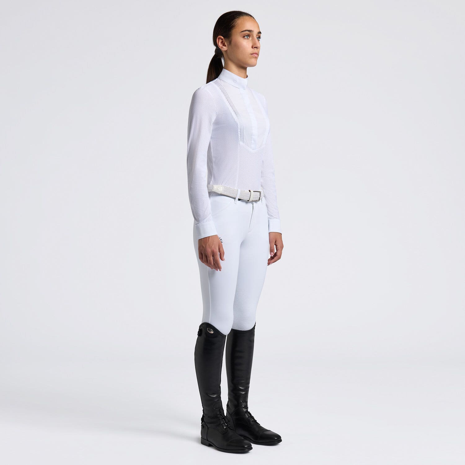 Cavalleria Toscana Cavalleria Toscana Girls' Long-Sleeve Jersey Competition Shirt WHITE-1