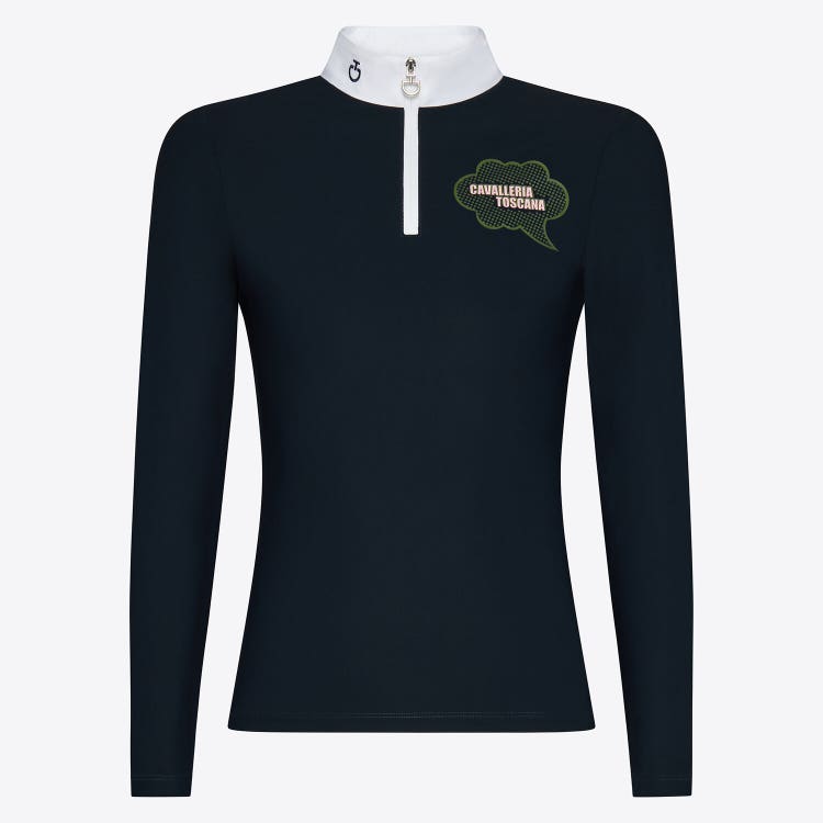 Cavalleria Toscana Girl's Competition Shirt in Technical Jersey with Zip