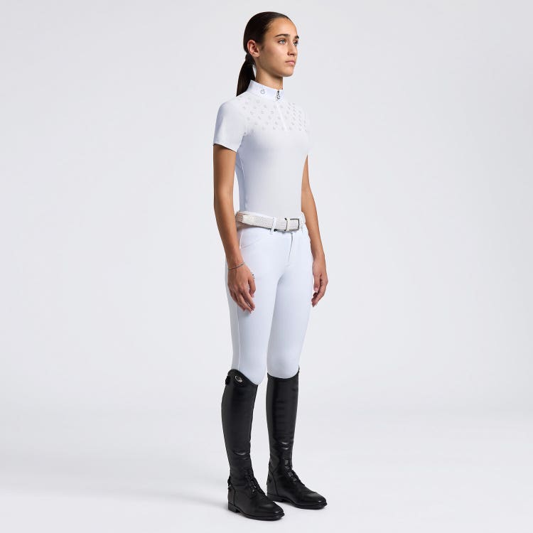 Cavalleria Toscana Girls' Short-Sleeve Competition Shirt with CT Logo Print