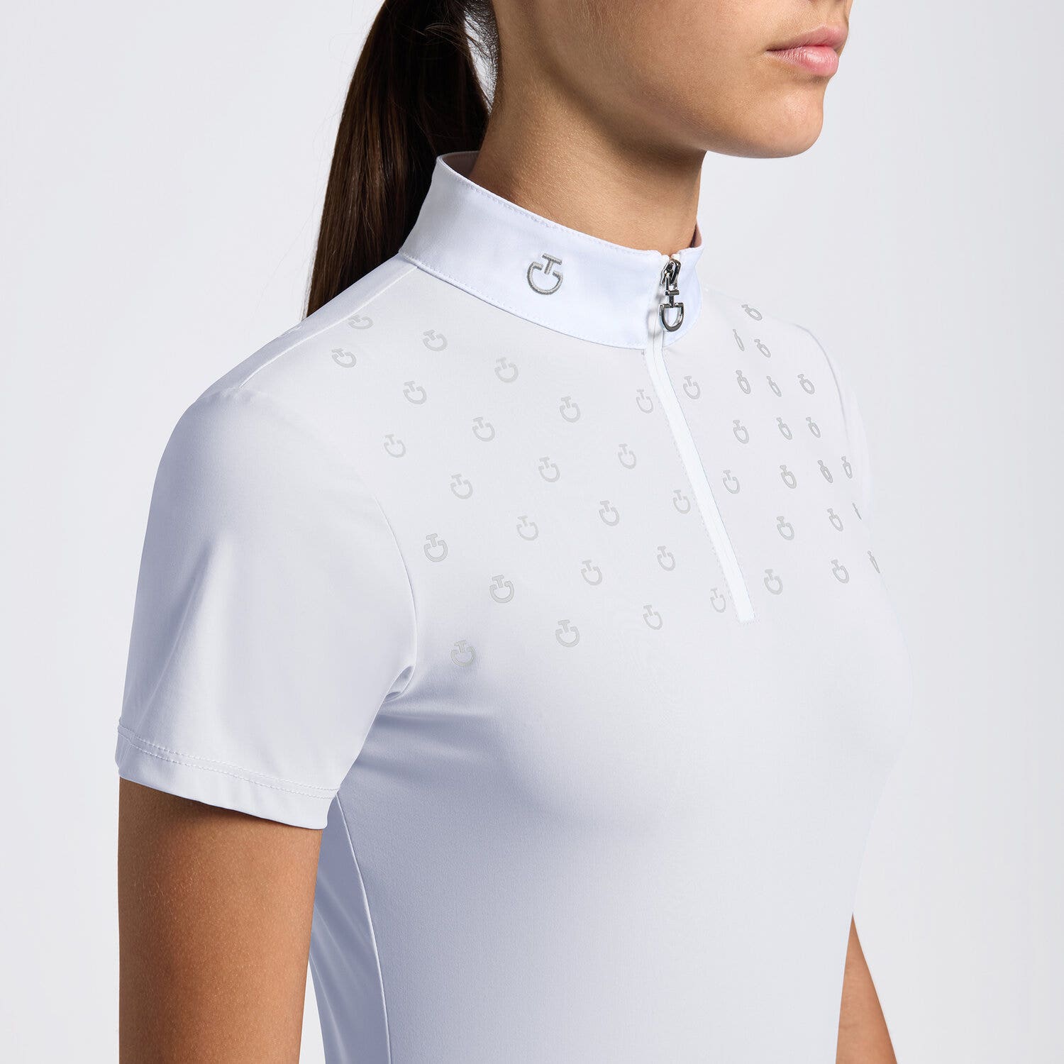 Cavalleria Toscana Camicia Cavalleria Toscana da competizione da bambina a maniche corte con stampa logo CT WHITE-3