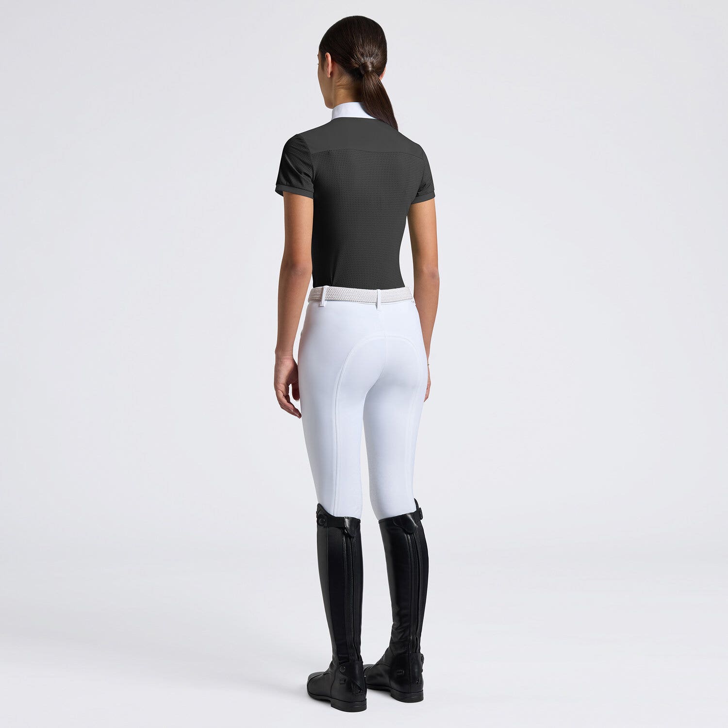 Cavalleria Toscana Cavalleria Toscana Girls' Short-Sleeve Perforated Jersey Competition Shirt NAVY-2