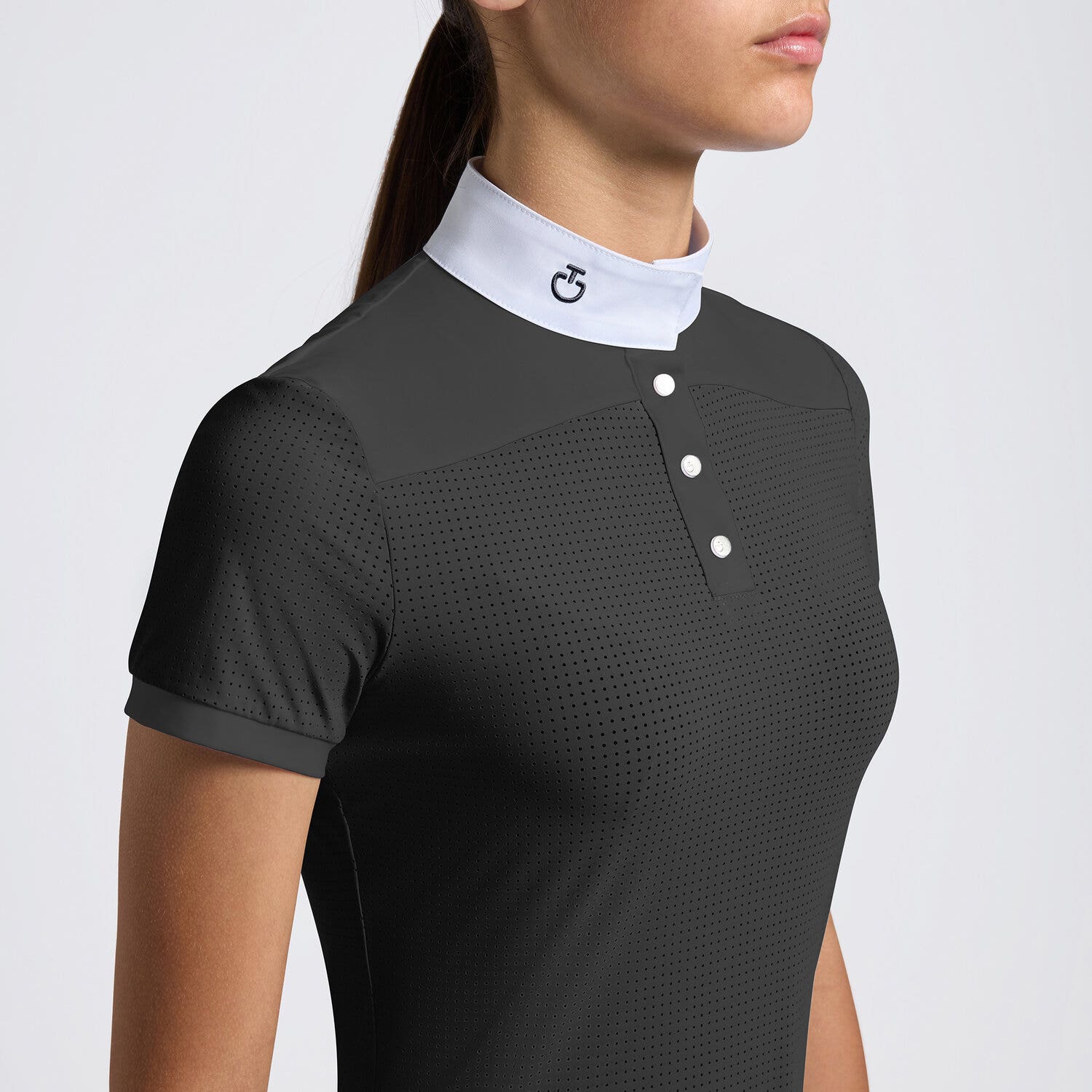 Cavalleria Toscana Cavalleria Toscana Girls' Short-Sleeve Perforated Jersey Competition Shirt NAVY-3