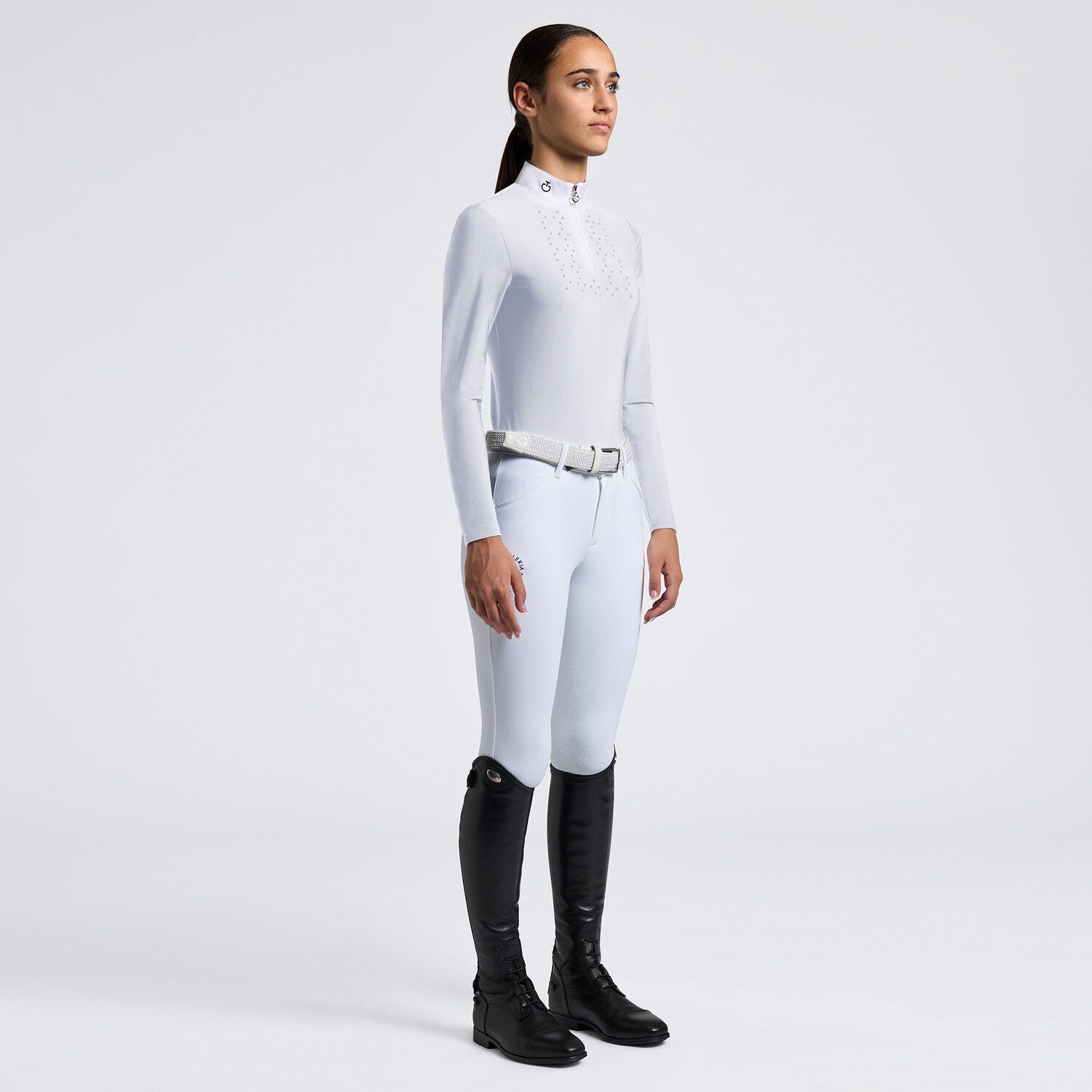 Cavalleria Toscana Girls' Long-Sleeve Zip Competition Shirt