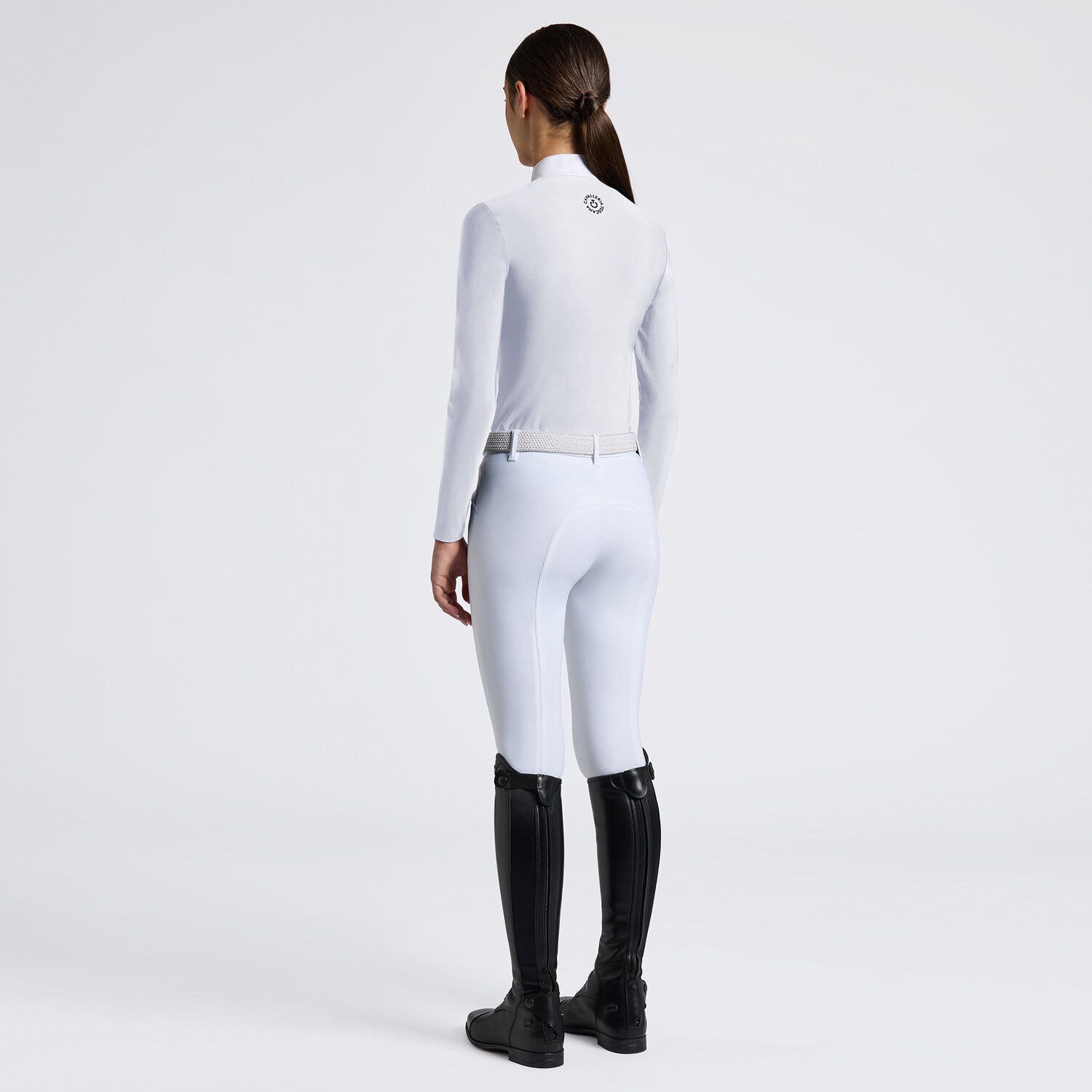 Cavalleria Toscana Cavalleria Toscana Girls' Long-Sleeve Zip Competition Shirt WHITE-2