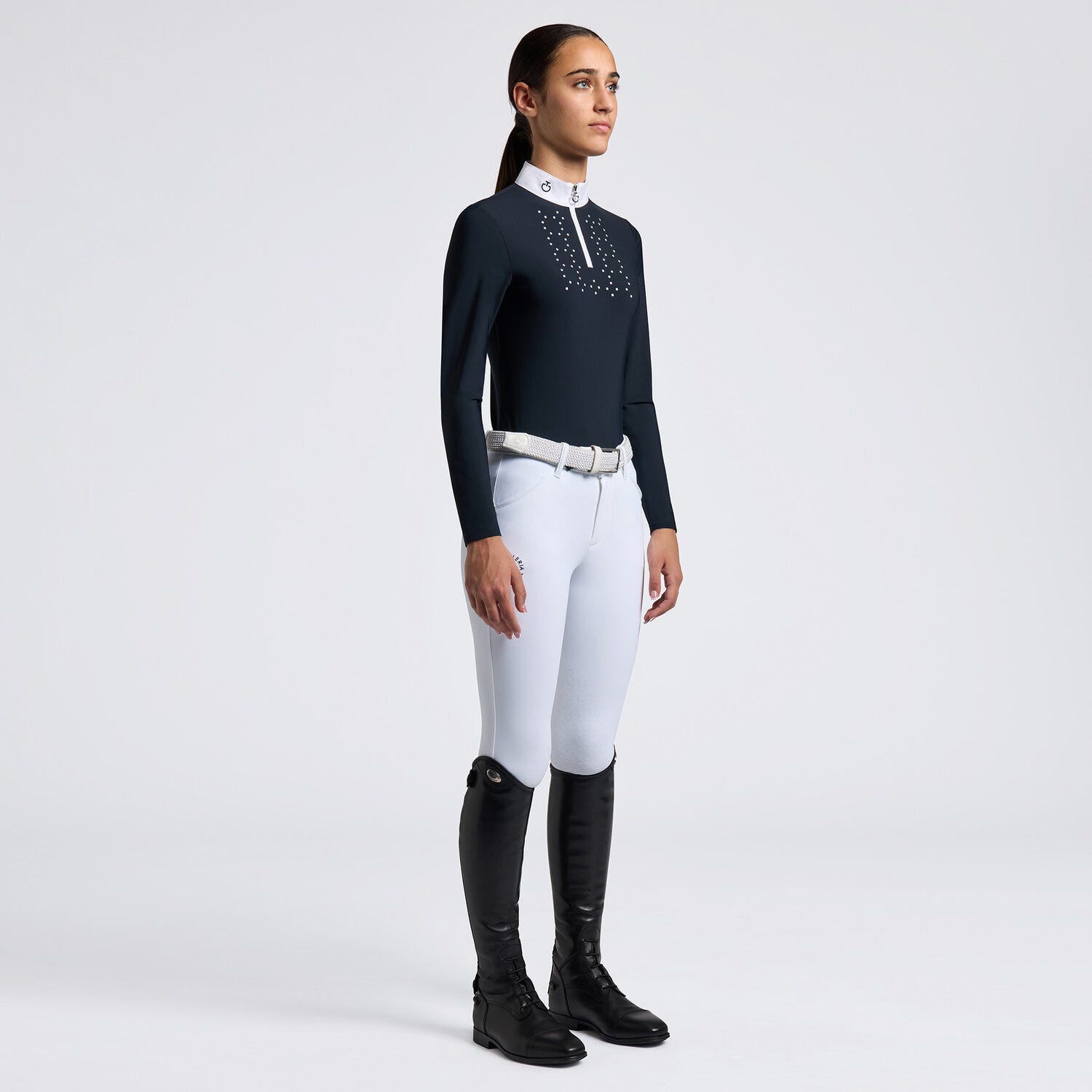 Cavalleria Toscana Girls' Long-Sleeve Zip Competition Shirt