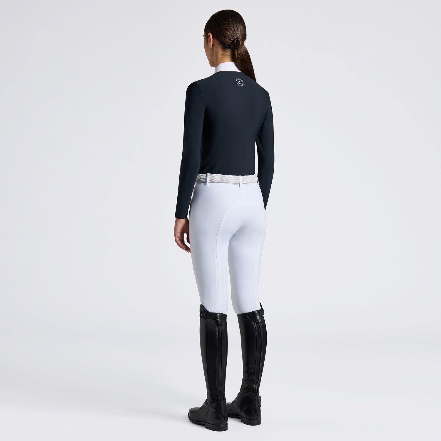 Cavalleria Toscana Cavalleria Toscana Girls' Long-Sleeve Zip Competition Shirt NAVY-2