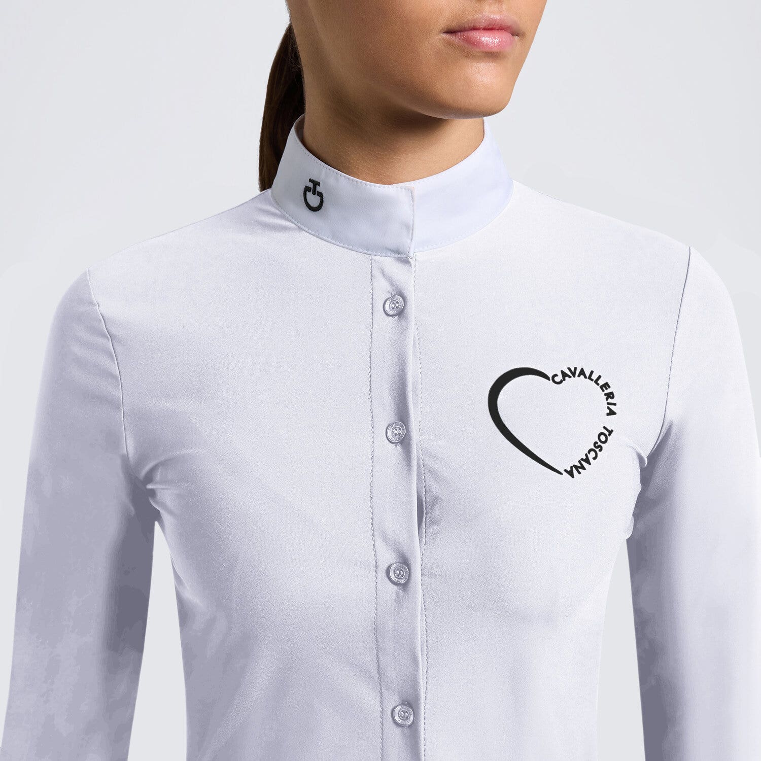 Cavalleria Toscana Girls' Cavalleria Toscana Jersey Competition Shirt with Printed Logo WHITE-2