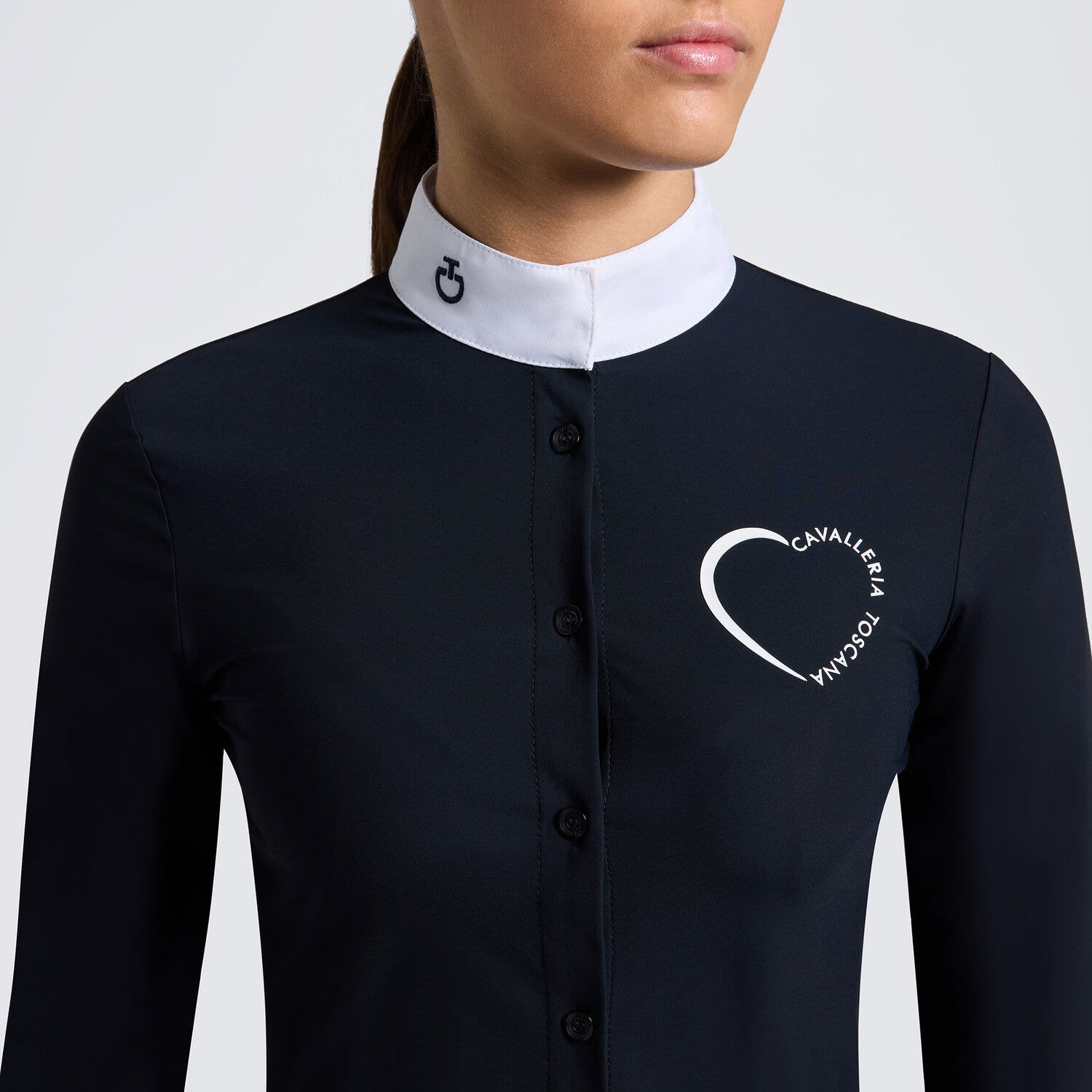 Cavalleria Toscana Girls' Cavalleria Toscana Jersey Competition Shirt with Printed Logo NAVY-2