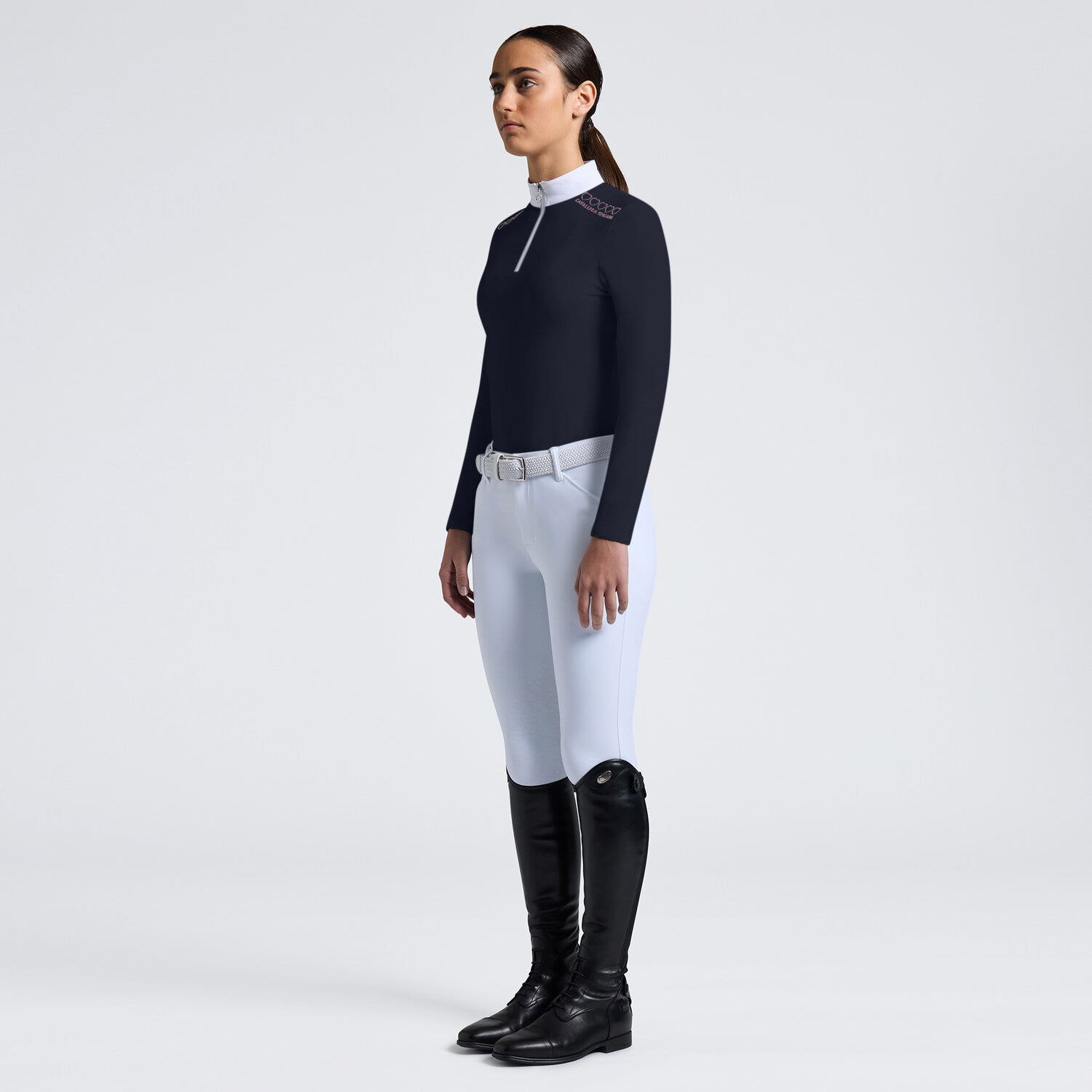 Cavalleria Toscana Cavalleria Toscana Girls’ Jersey Show Shirt with Heart Print NAVY-1