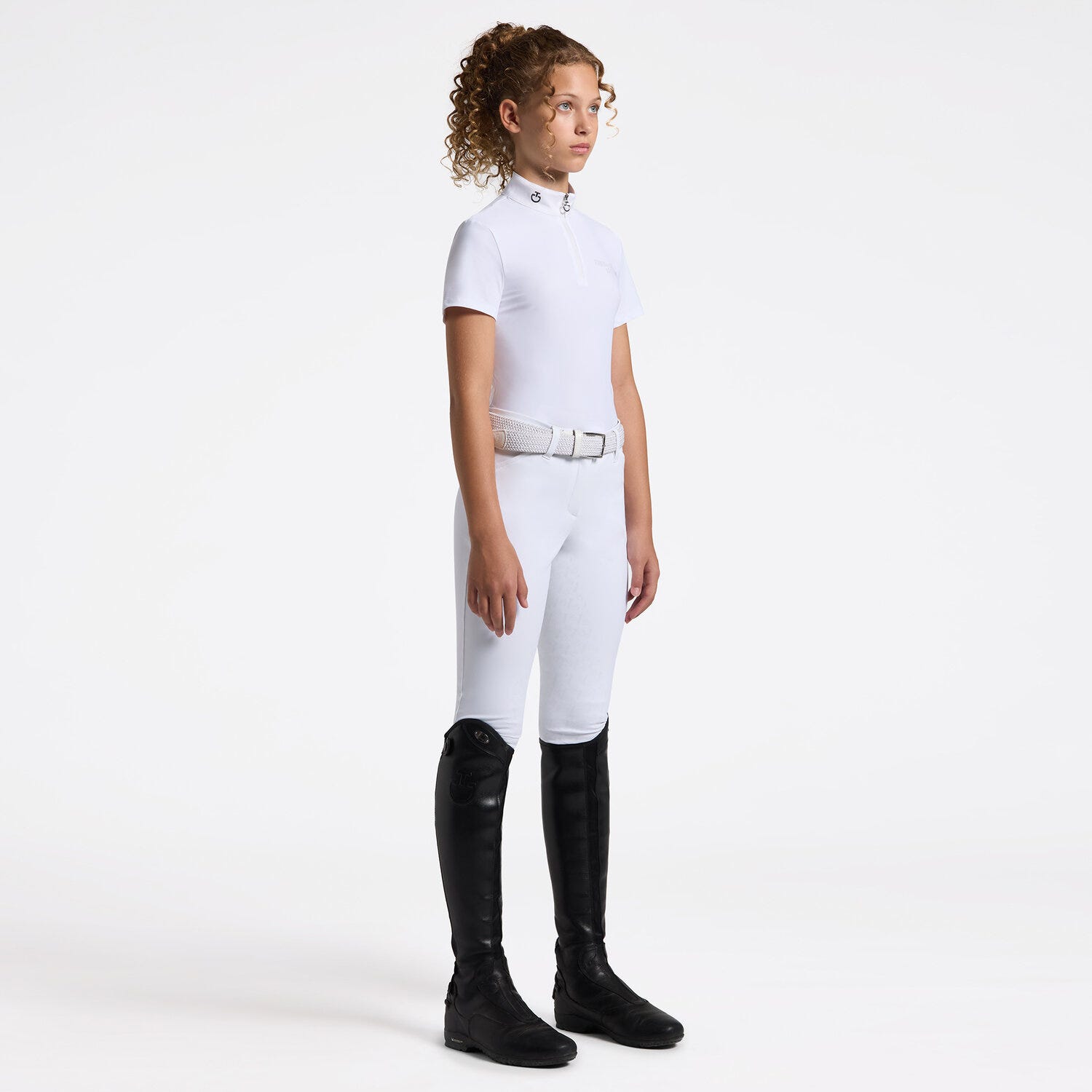 Cavalleria Toscana Girls’ Jersey Competition Shirt with Embroidered Logo