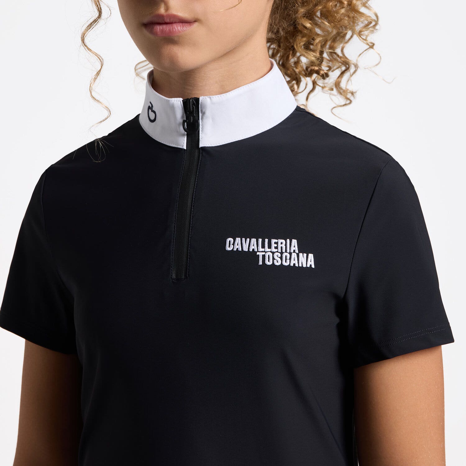 Cavalleria Toscana Cavalleria Toscana Girls’ Jersey Competition Shirt with Embroidered Logo NAVY-3