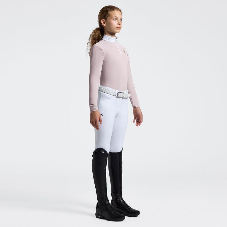 Girl's Long Sleeve Riding Shirt with Floral Embroidery | Cavalleria Toscana