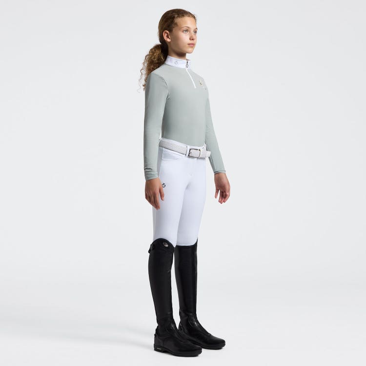 Girl's Long Sleeve Riding Shirt with Floral Embroidery | Cavalleria Toscana