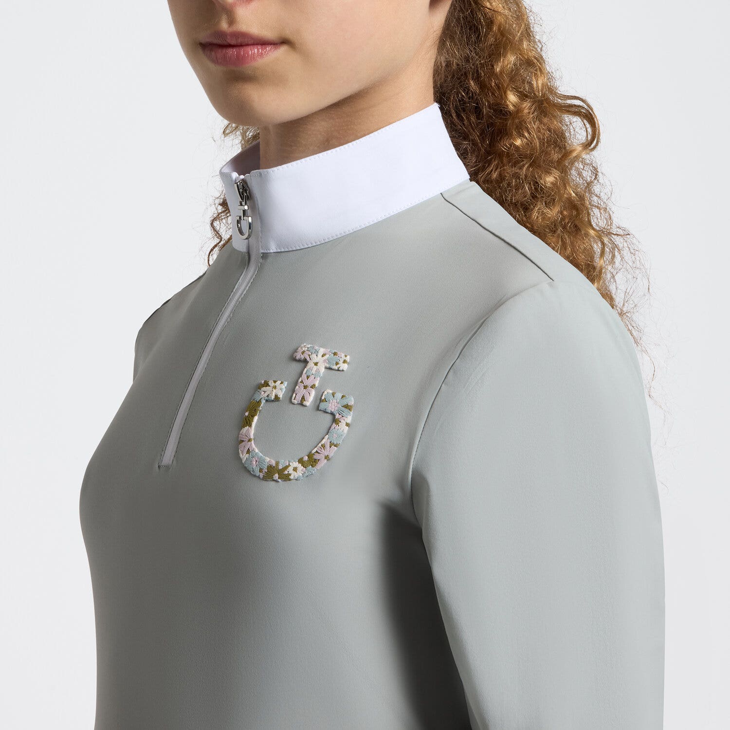 Girl's Long Sleeve Riding Shirt with Floral Embroidery | Cavalleria Toscana