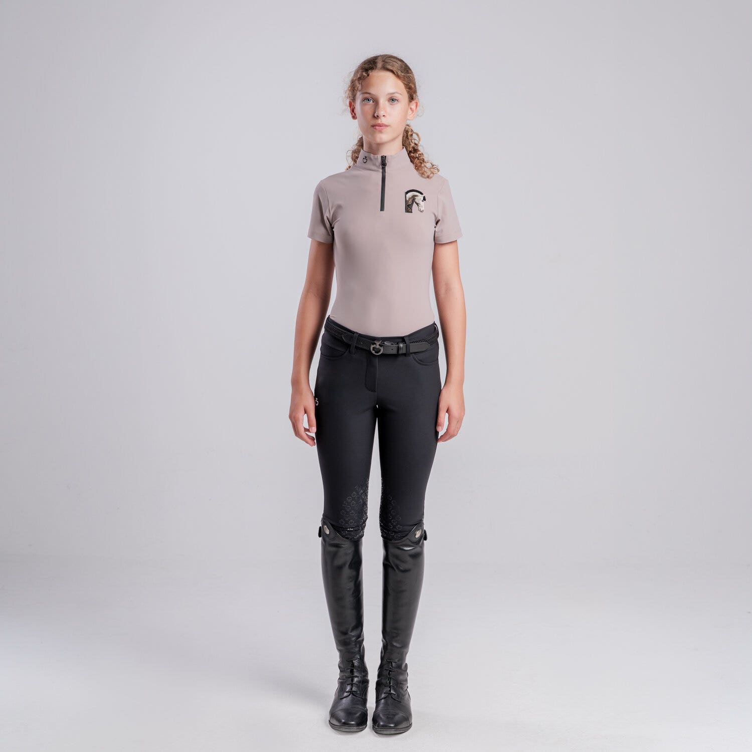 Cavalleria Toscana Girls’ technical polo with horse patch CIPRIA/CIPRIA-1